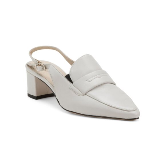 AMALFI Light Beige Made In Italy Leather Poseidone Slingback Heels - Picture 1 of 2
